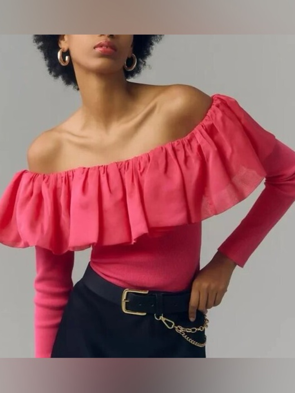 Anthropologie Off-The-Shoulder Ruffle Top size XS